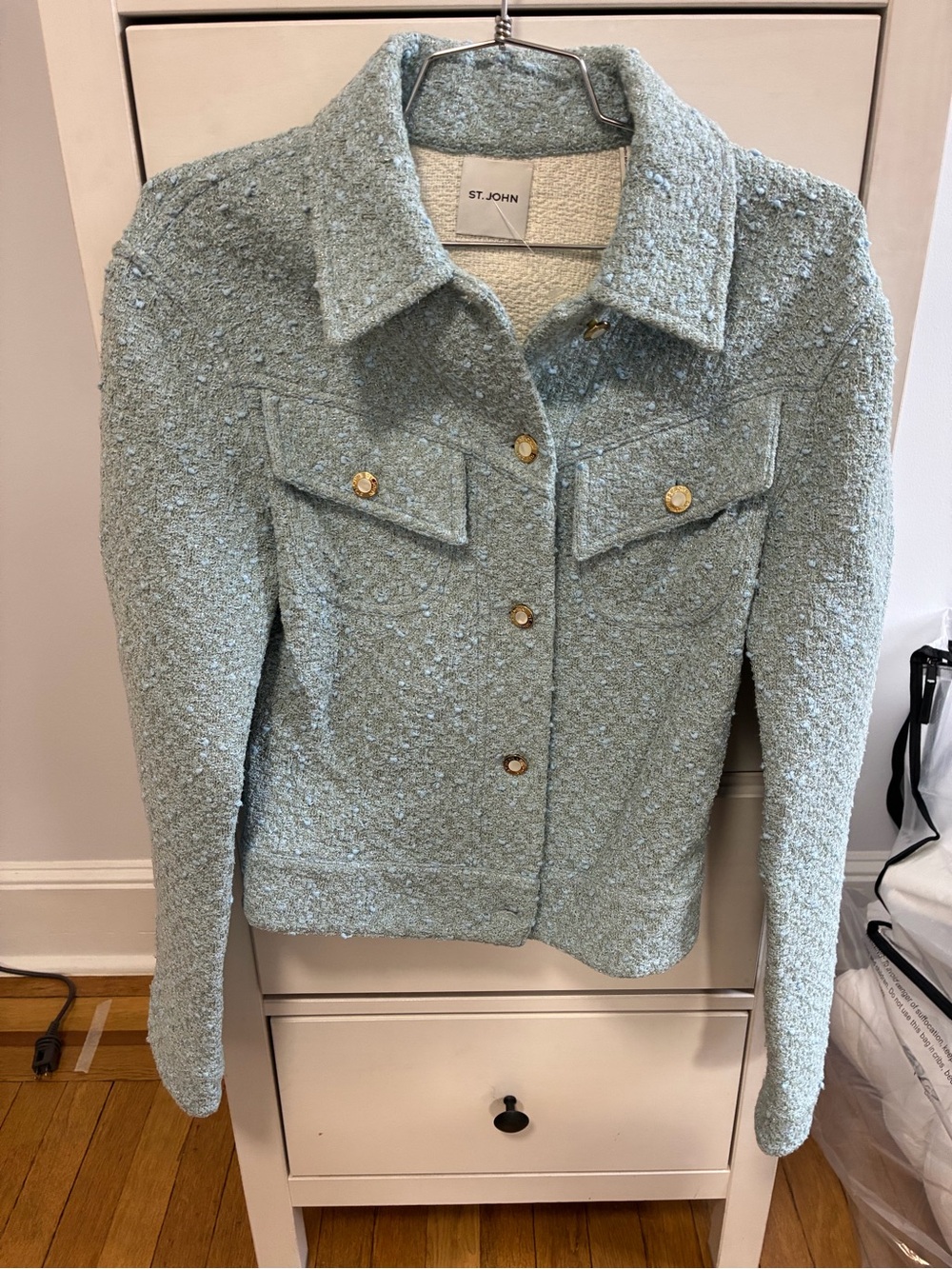 St. JOHN - Seafoam Bouclé Knit Jacket - Size 2